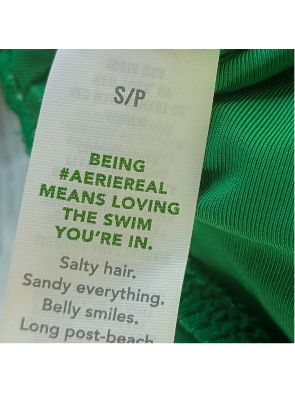 Aerie Scoop Neck Ribbed Tie Back One Piece Swimsuit Sz S NWOT Green
